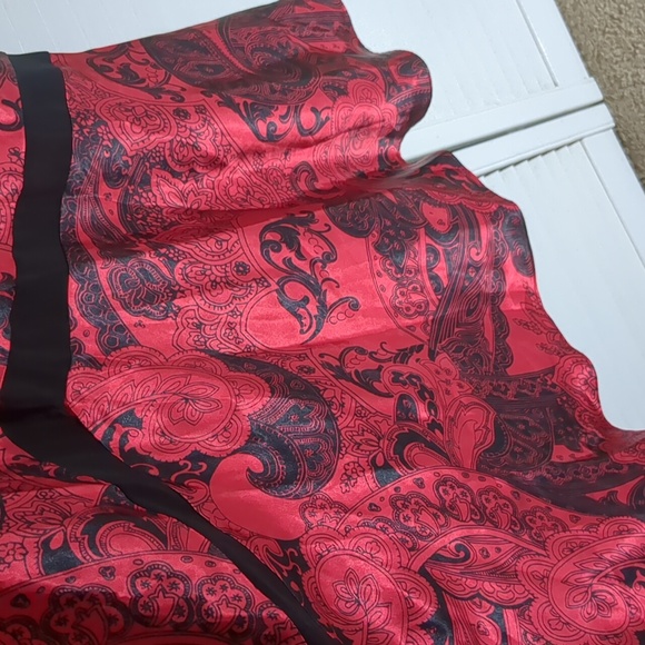 Linea Donatella Red and Black Satiny Slip Dress - Picture 7 of 13